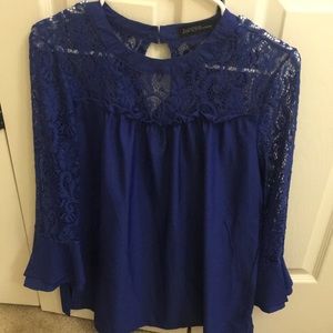 Lace Blue Blouse